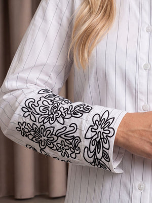 I SAY Sigga Embroidery Shirt Shirts N67 White Pinstripe
