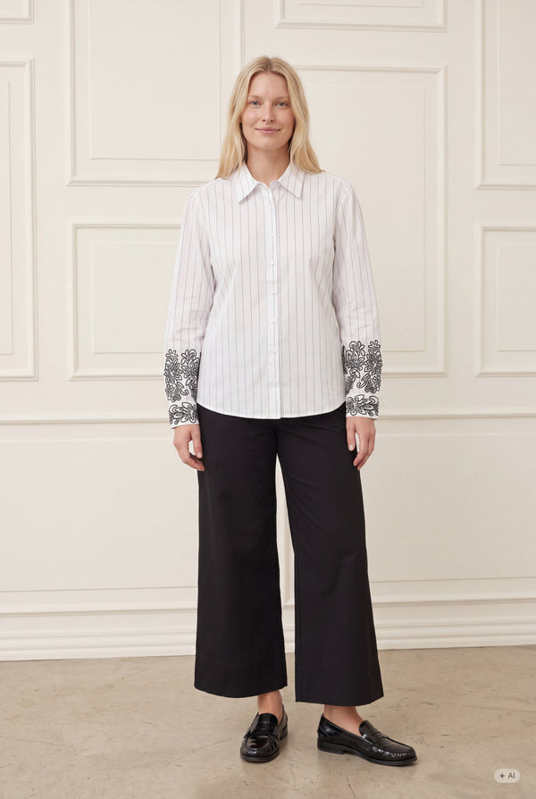 I SAY Sigga Embroidery Shirt Shirts N67 White Pinstripe