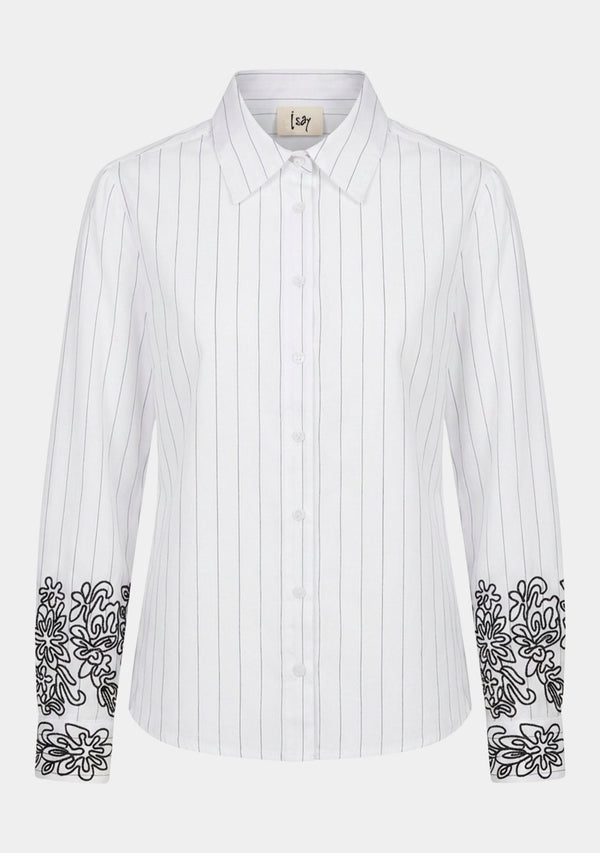 I SAY Sigga Embroidery Shirt Shirts N67 White Pinstripe