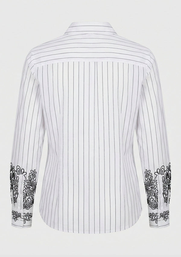 I SAY Sigga Embroidery Shirt Shirts N67 White Pinstripe