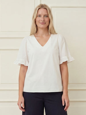 I SAY Sigga Flounce Blouse Blouses 100 White