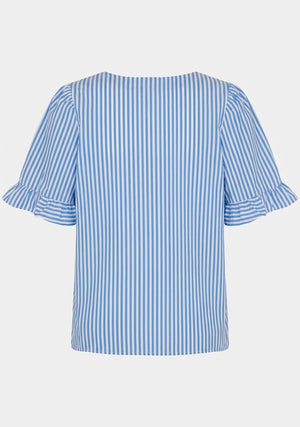 I SAY Sigga Flounce Blouse Blouses N38 Light Blue/White Stripe