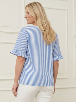 I SAY Sigga Flounce Blouse Blouses N38 Light Blue/White Stripe