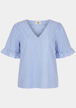 I SAY Sigga Flounce Blouse Blouses N38 Light Blue/White Stripe
