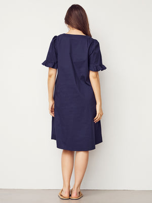 I SAY Sigga Flounce Dress Dresses 640 Navy
