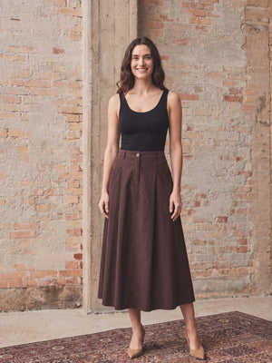 I SAY Sigga Long Skirt Skirts 356 Dark brown