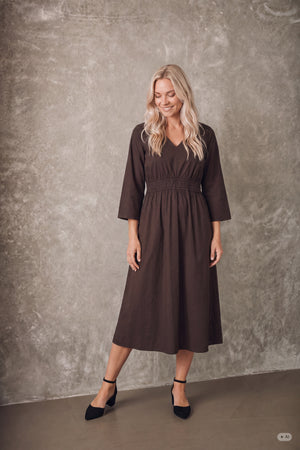 I SAY Sigga Sleeve Dress Dresses 356 Dark brown