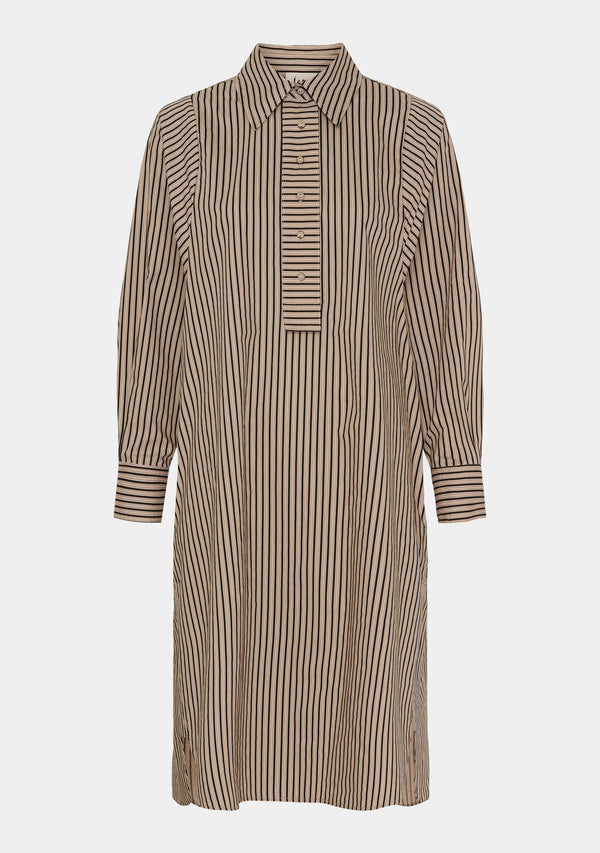 I SAY Sigga Striped Dress Dresses M09 Camel/Black Stripe