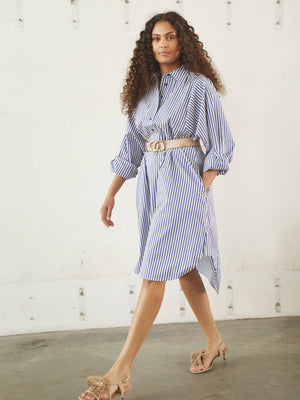 I SAY Sigga Striped Dress Dresses N17 Jeans Blue Stripe