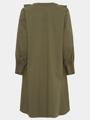 I SAY Sigga V-Flounce Dress Dresses 885 Khaki