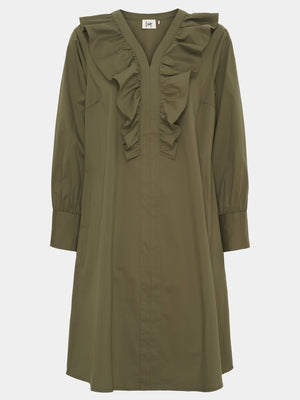 I SAY Sigga V-Flounce Dress Dresses 885 Khaki