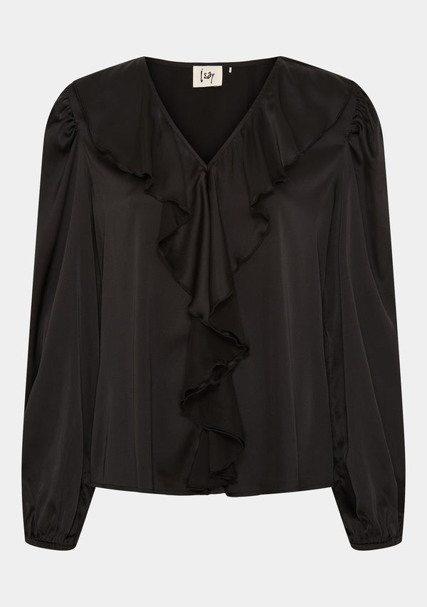 I SAY Steff Flounce Blouse Blouses 900 Black