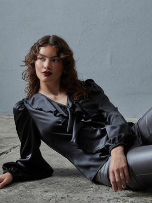 I SAY Steff Flounce Blouse Blouses 900 Black