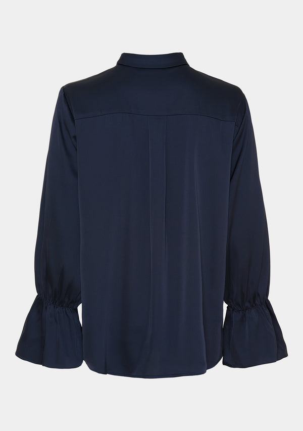 I SAY Steff Flounce Shirt Shirts 640 Navy