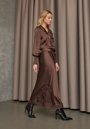 I SAY Steff Lace Skirt Skirts 356 Dark brown