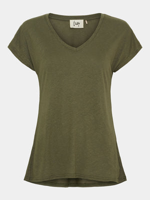 I SAY Tess V-Neck T-Shirt T-Shirts 885 Khaki