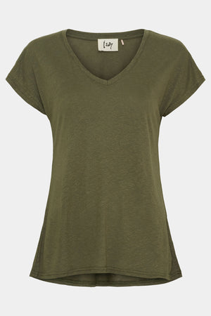 I SAY Tess V-Neck T-Shirt T-Shirts 885 Khaki