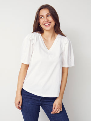 I SAY Tinni V-Neck T-Shirt Basics 100 White