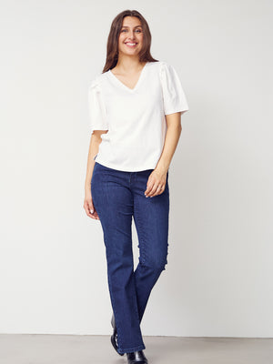 I SAY Tinni V-Neck T-Shirt Basics 100 White
