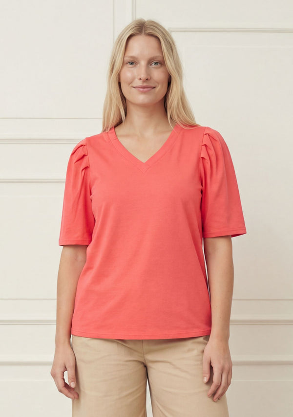 I SAY Tinni V-Neck T-Shirt Basics 431 Raspberry