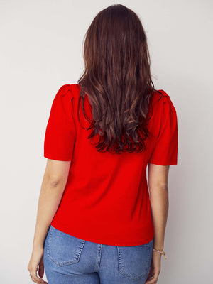 I SAY Tinni V-Neck T-Shirt Basics 432 Fresh Red