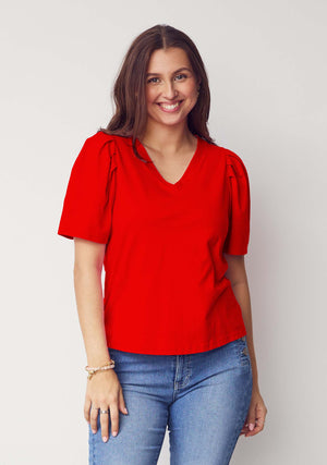 I SAY Tinni V-Neck T-Shirt T-Shirts 432 Fresh Red