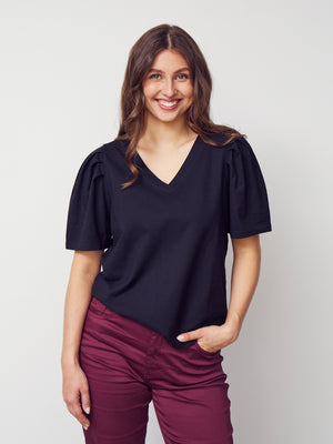 I SAY Tinni V-Neck T-Shirt Basics 900 Black