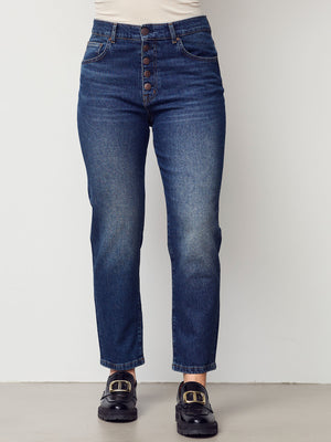 I SAY Torino Cropped Jeans Pants M21 Dark Marble Denim