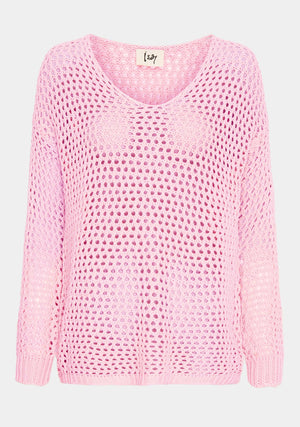 I SAY Tulle Knit Knitwear 503 Light Rose