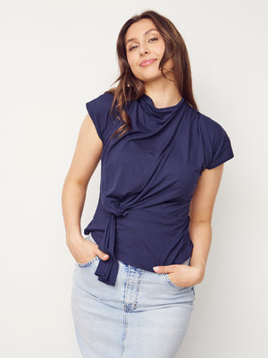 I SAY Uda Drape Top Tops 640 Navy