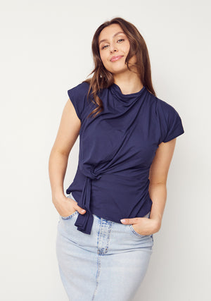 I SAY Uda Drape Top Tops 640 Navy