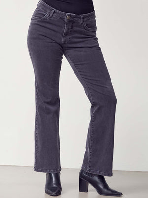 I SAY Verona Flare Jeans Pants 958 Dark Grey Wash
