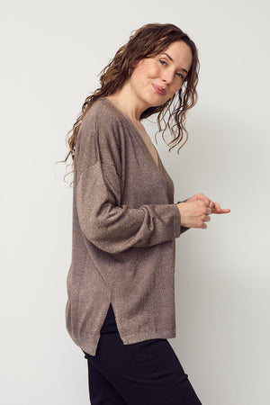 I SAY Viana Knit Pullover Knitwear M14 Mole w/gold metallic
