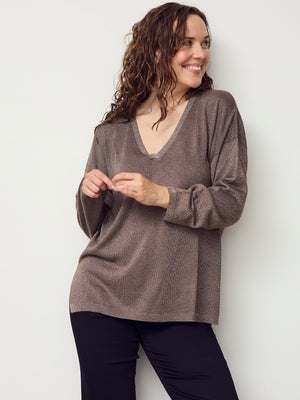 I SAY Viana Knit Pullover Knitwear M14 Mole w/gold metallic