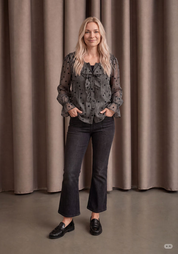 I SAY Vibse Flounce Shirt Shirts 337 Brown dots