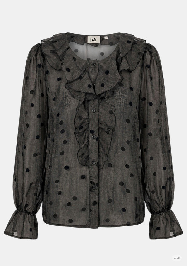 I SAY Vibse Flounce Shirt Shirts 337 Brown dots