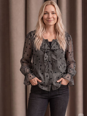 I SAY Vibse Flounce Shirt Shirts 337 Brown dots