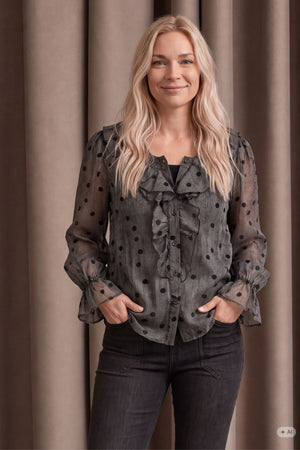 I SAY Vibse Flounce Shirt Shirts 337 Brown dots