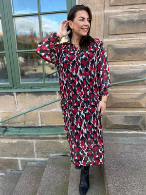 I SAY Vibse Long Dress Dresses H89 Red Abstraction