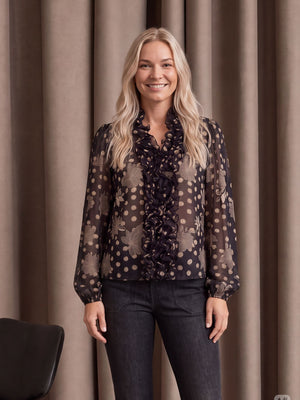 I SAY Vibse Ruffle Blouse Blouses N64 Flower/Dot Print