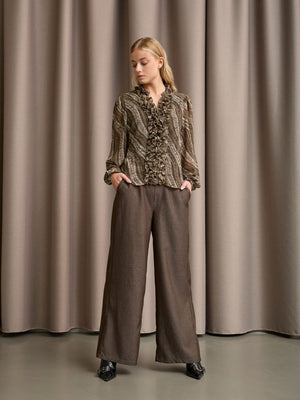 I SAY Vibse Ruffle Blouse Blouses N65 Khaki Magic
