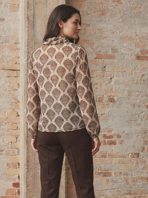 I SAY Vibse Ruffle Blouse Blouses N85 Heritage Damask
