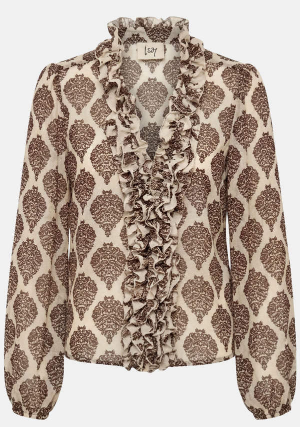 I SAY Vibse Ruffle Blouse Blouses N85 Heritage Damask