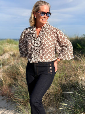 I SAY Vibse Ruffle Blouse Blouses N85 Heritage Damask
