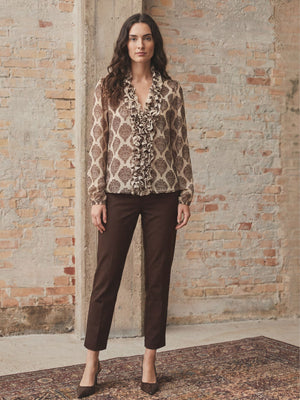 I SAY Vibse Ruffle Blouse Blouses N85 Heritage Damask