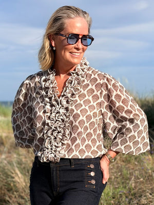 I SAY Vibse Ruffle Blouse Blouses N85 Heritage Damask