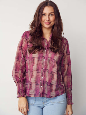 I SAY Vibse Shirt Shirts N04 Potato/Cerise Flow