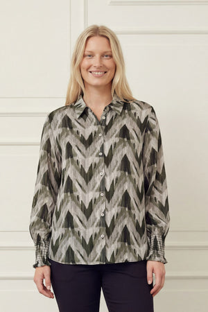 I SAY Vibse Shirt Shirts N11 Khaki ZigZag