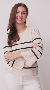 I SAY Jena s/s Knit Knitwear L37 Sand w/Black