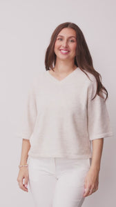 I SAY Anna s/s V-Neck Pullover Knitwear 101 Broken White